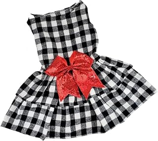 White Buffalo Plaid Christmas Dog Dress, Holiday Dog Dress, Christmas Dog Clothes, Fits Dogs XS to 5XL (XS 3-6lbs)