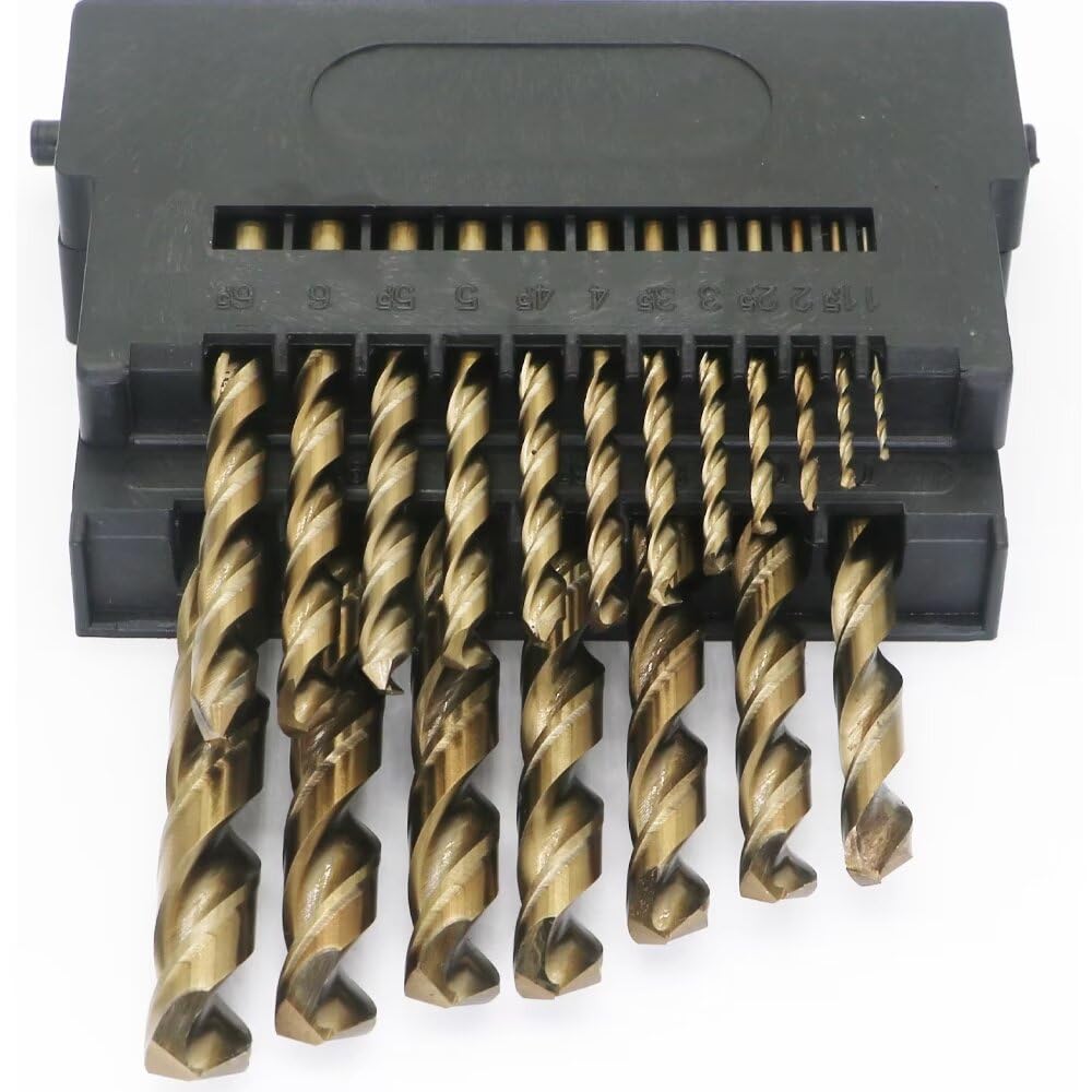 Set di punte per trapano M35 al cobalto, 1-10 mm, assortimento di 19 pezzi per metalli duri, acciaio inossidabile, ghisa, rame, alluminio, eccezionale resistenza al calore 5% cobalto M35 HSS-CO gambo