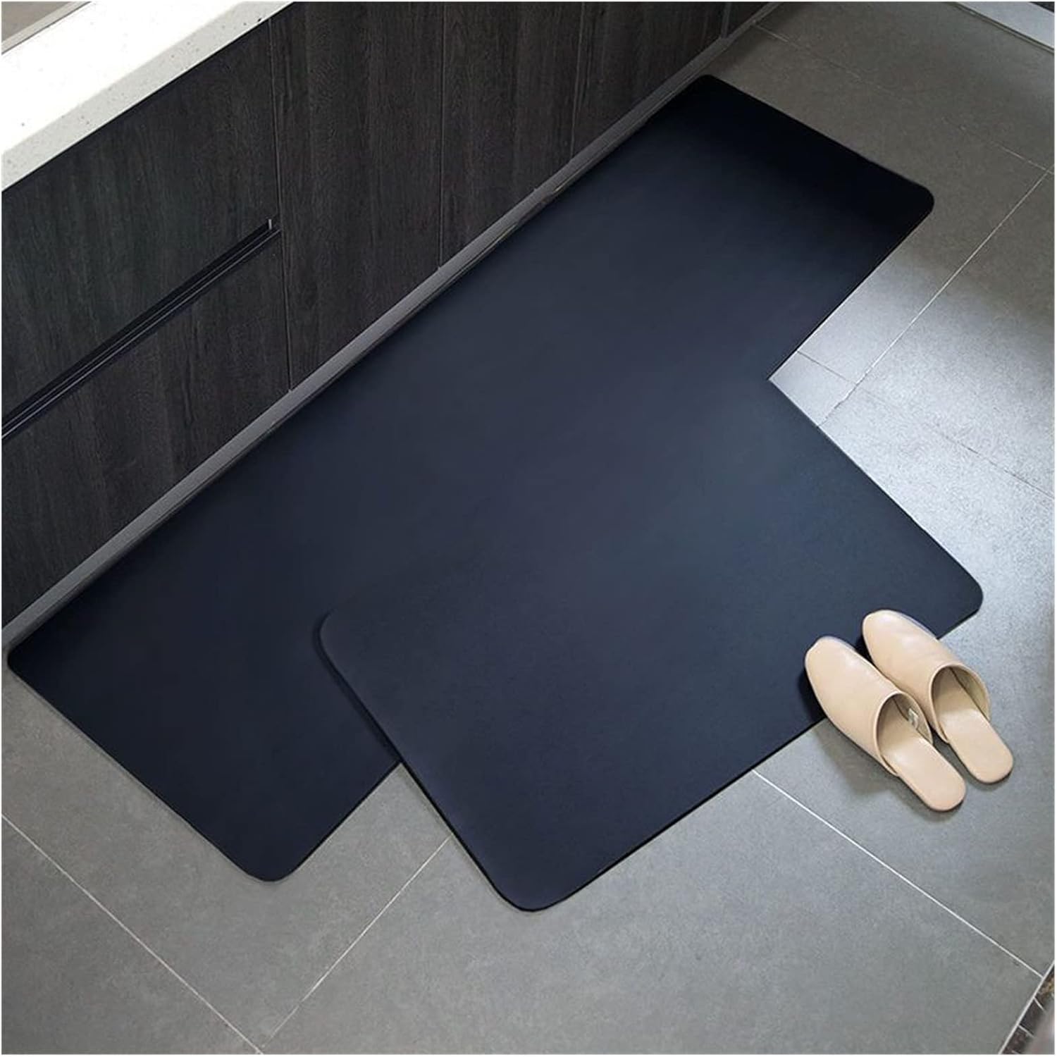 WWYL Alfombras Cocina de PVC, Alfombra Antifatiga, Alfombras Impermeables y Resistentes al Aceite, Respaldo de Cuero Antideslizante (Azul Marino,45 x 120cm)