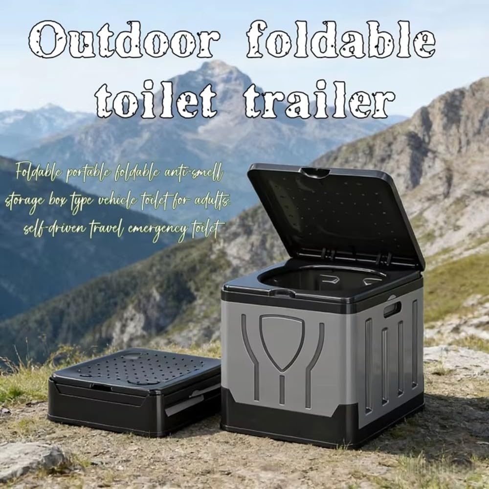 Inodoro Portátil Plegable Gran Capacidad para Camping,Ideal para Actividades Al Aire Libre,Senderismo,Viajes en Autocaravana,Viajes por Carretera,Coche,Playa,Tienda Campaña y