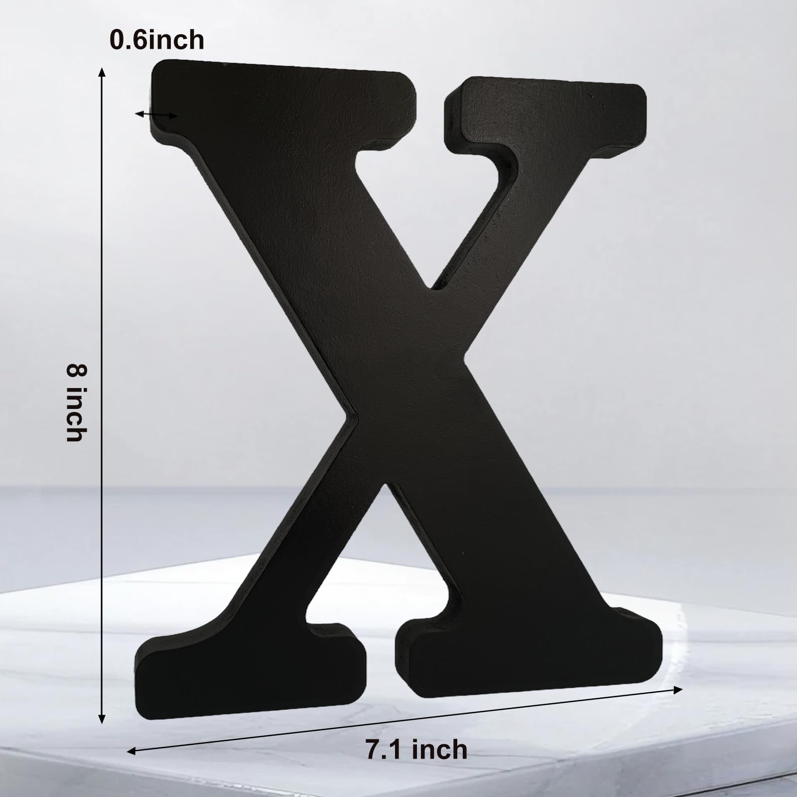 AOCEAN Letras de madera negra de 8 pulgadas sin terminar para Halloween, letras decorativas de pie, rebanadas, decoración de tablero para manualidades, proyectos de fiesta en casa (X)