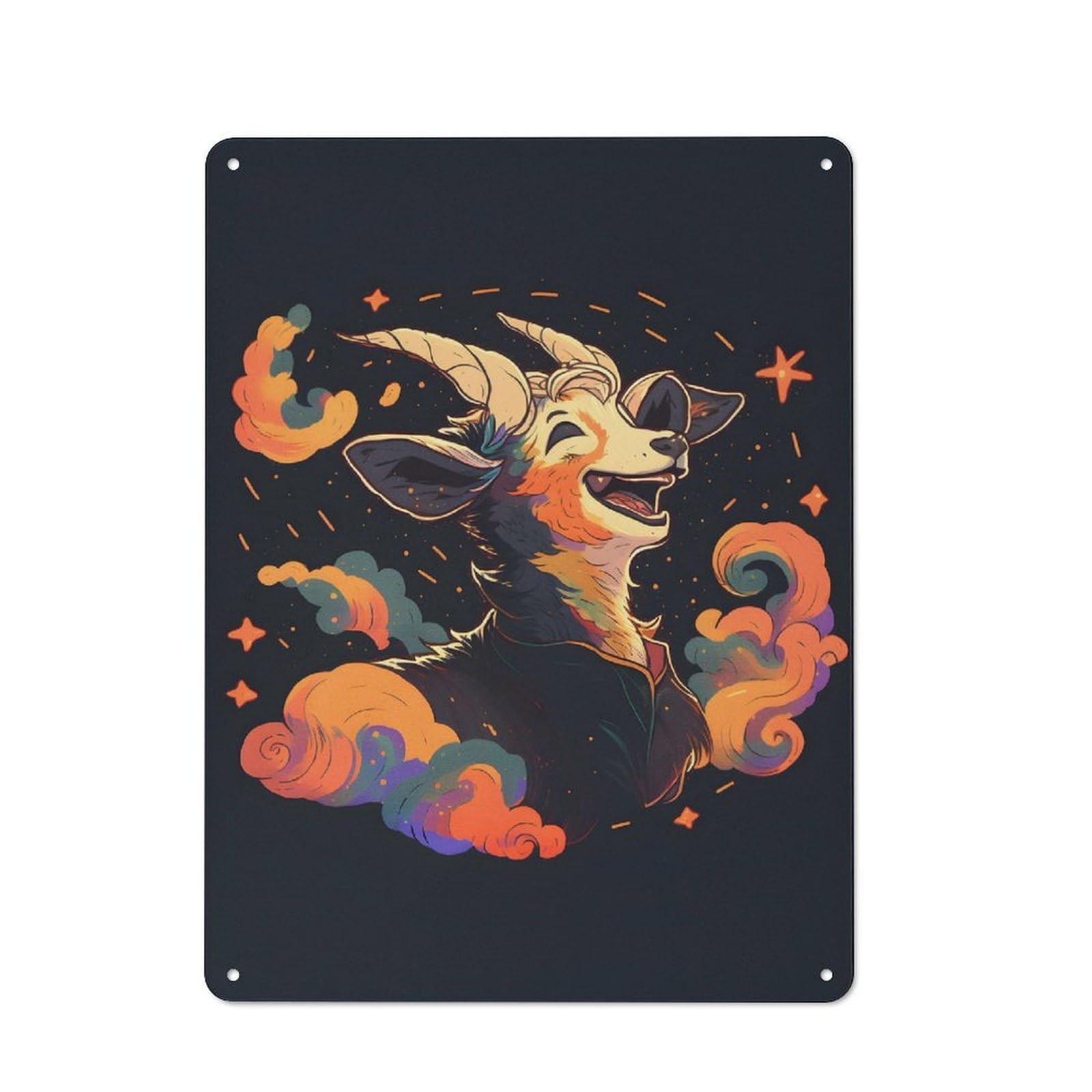 The Toothless Goat Laugh Rustic Tin Wall Plaque 40x30cm for Bar Or Restaurant, for Vintage Wall Decor Fans, for Garage And Workshop Walls