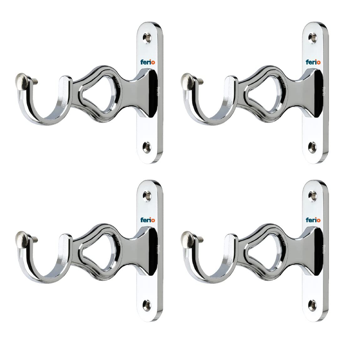 Ferio Zinc Chrome Finish Curtain Holder and Brackets for Door and Window Parda Holder 1 Inch Rod Size Silver (Pack of 4) (B0BDV86935) Amazon Price History, Amazon Price Tracker