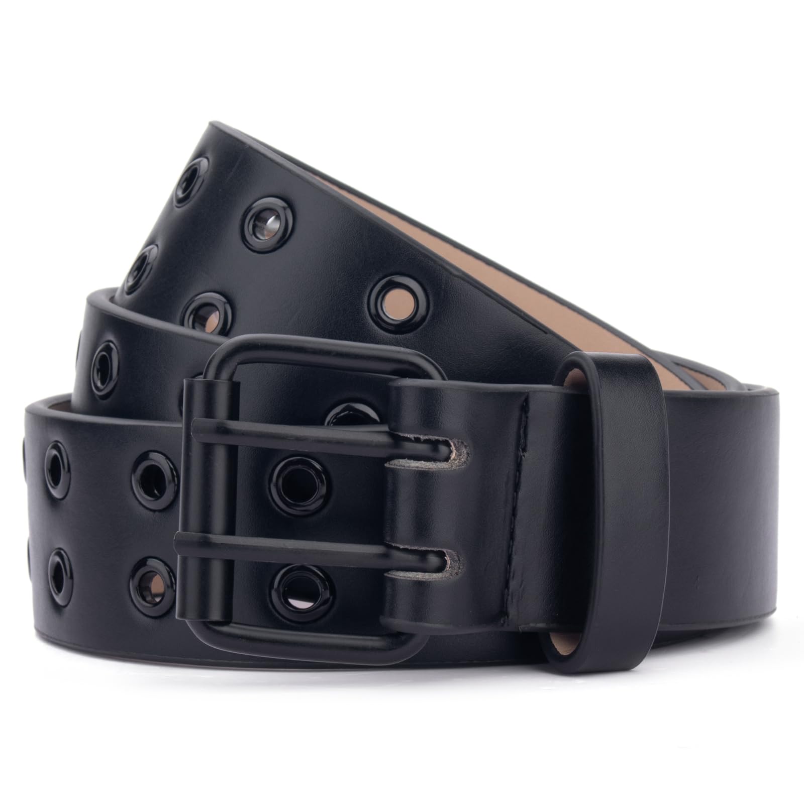 Double Grommet PU Leather Studded Waist Belt - Men Women 