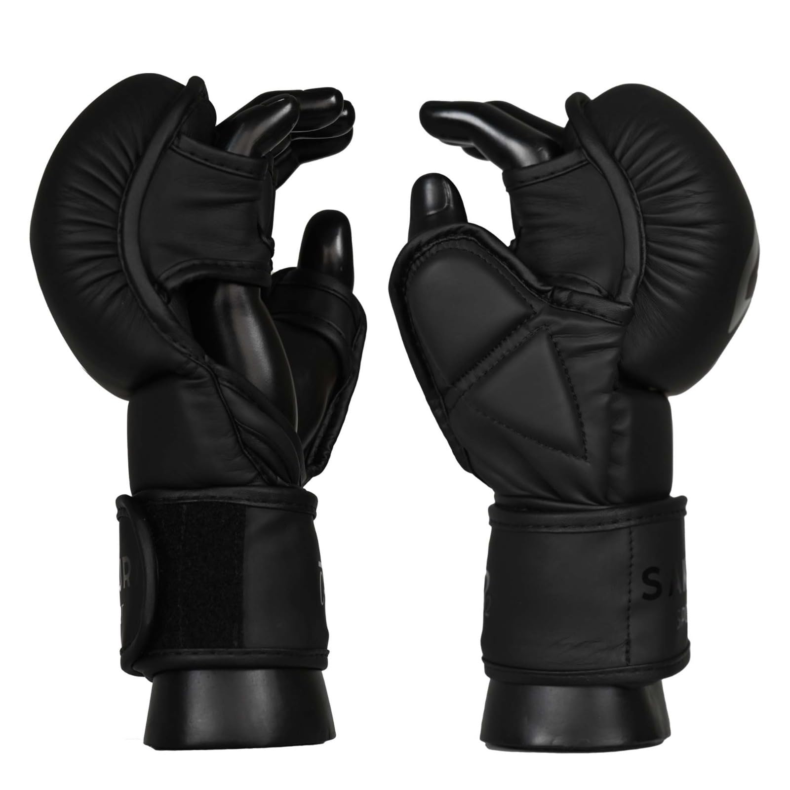 SAKURI MMA Sparring Gloves, Maya Hide Leather, Black Grappling Martial Arts Training Mitts, Cage Fighting Combat, Muay Thai - Image 2