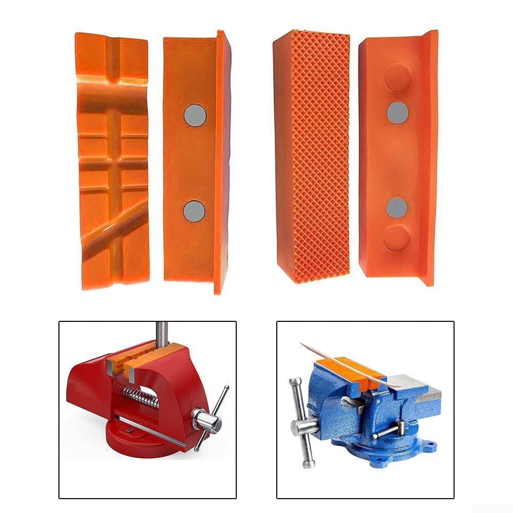 4 ganasce magnetiche da banco per cuscinetti, ganasce magnetiche per cuscinetti, ganasce in gomma morbida, ricambio per morse in metallo (12,7 cm, arancione)