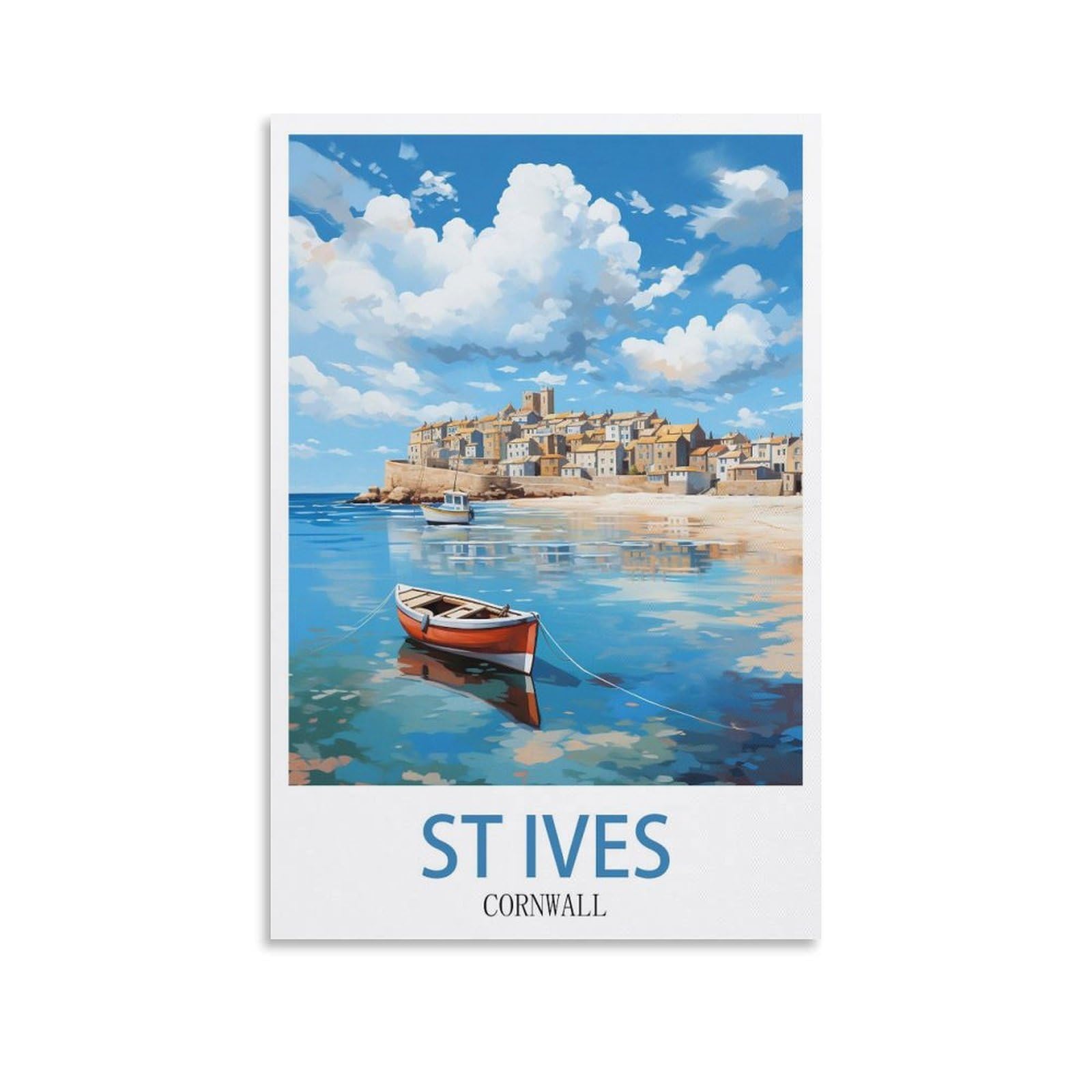 EZMLFA 5D Diamond Art Kits for Beginner,St Ives Cornwall,Diamond Picture Art for Beginner, DIY Gem Cross Stitch Creative Gift Home Wall Decor 40x40cm