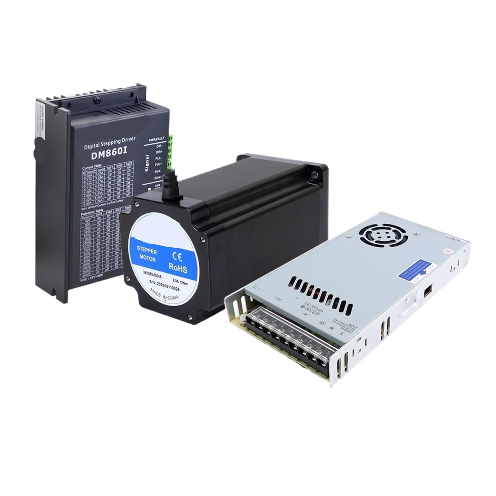 LEOTNNDQ 1 Axis Stepper CNC Kit 12Nm Nema 34 Stepper Motor & Driver & 60V Power Supply