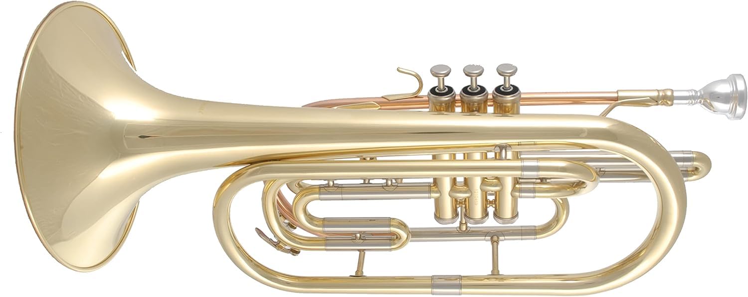 TMP-377 Basstrompete in B - Marching Posaune mit Goldmessing-Mundrohr - Marschposaune in Bb