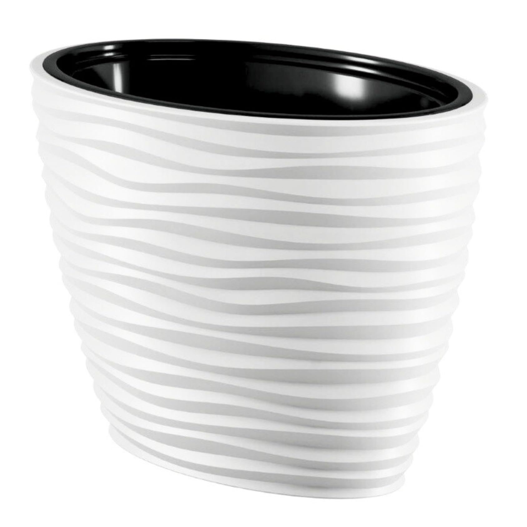 B2C Large Tall Plant Pot Oval Ellipse Dunes Flower Indoor Garden Patio Planter (40cm (Plastic), White)