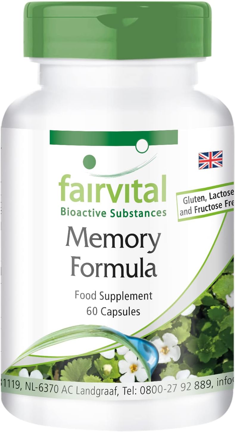 Fairvital | Memory Formula – Vegan – HIGH Dosage – 60 Capsules – with brahmi (Bacopa monnieri), Ginkgo and More