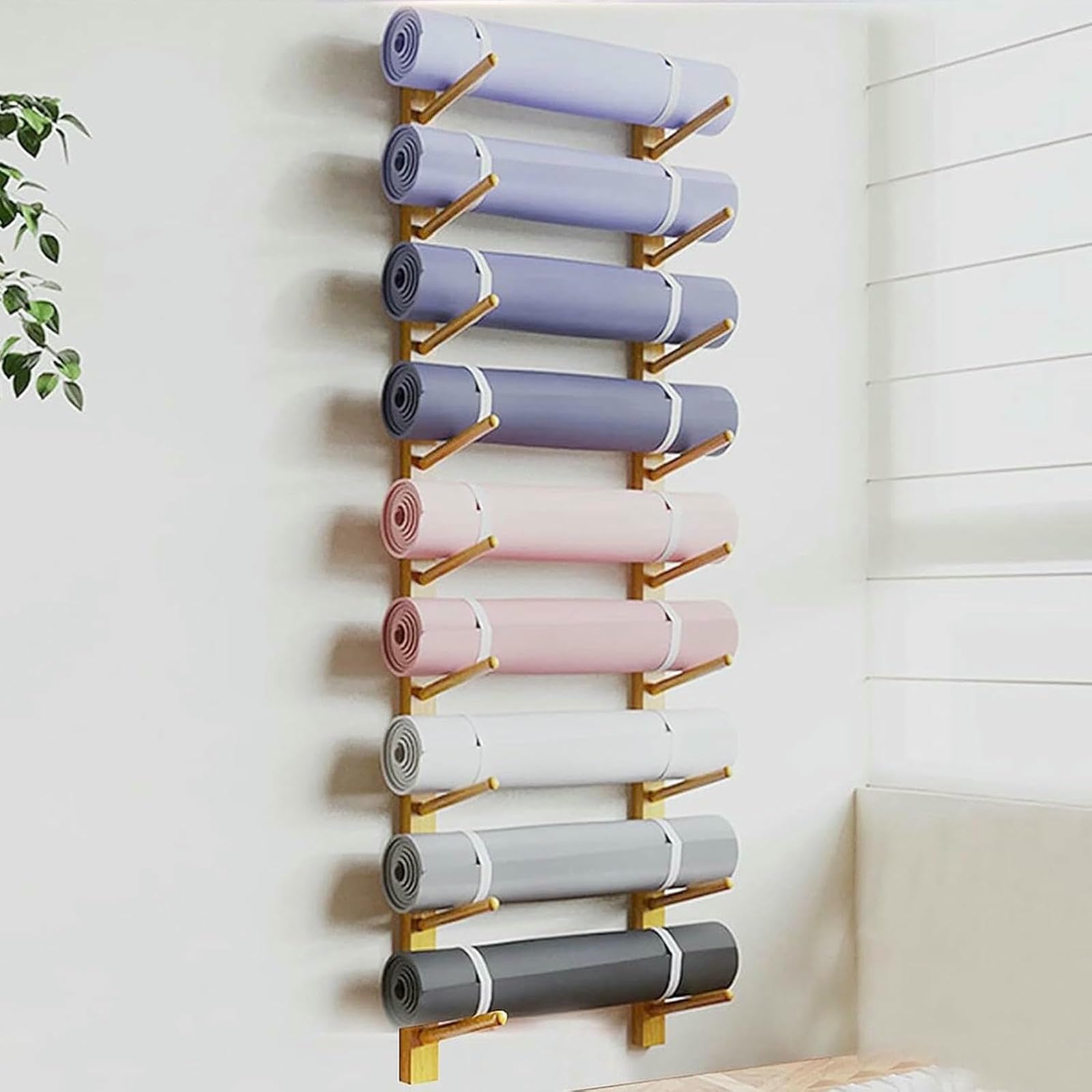 Support mural tapis de yoga en bois pour rouleau en mousse
