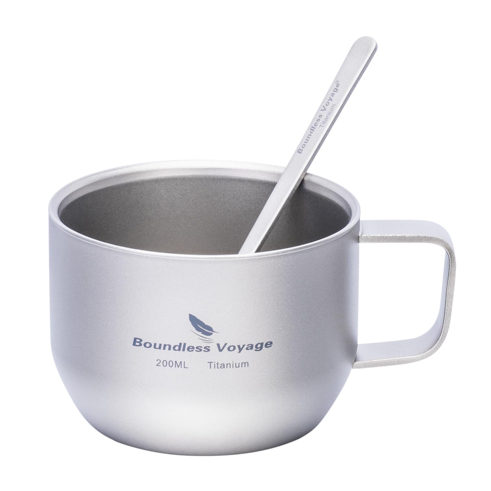 iBasingo 200ml Titanium Espresso Coffee Cup Double Wall Mug for Latte Cappuccino Cocoa Metal Tea Cup Outdoor Camping Travel Ultralight Durable Portable Drinkware (Titanium Color Ti3086D+Ti1134T) — image 1