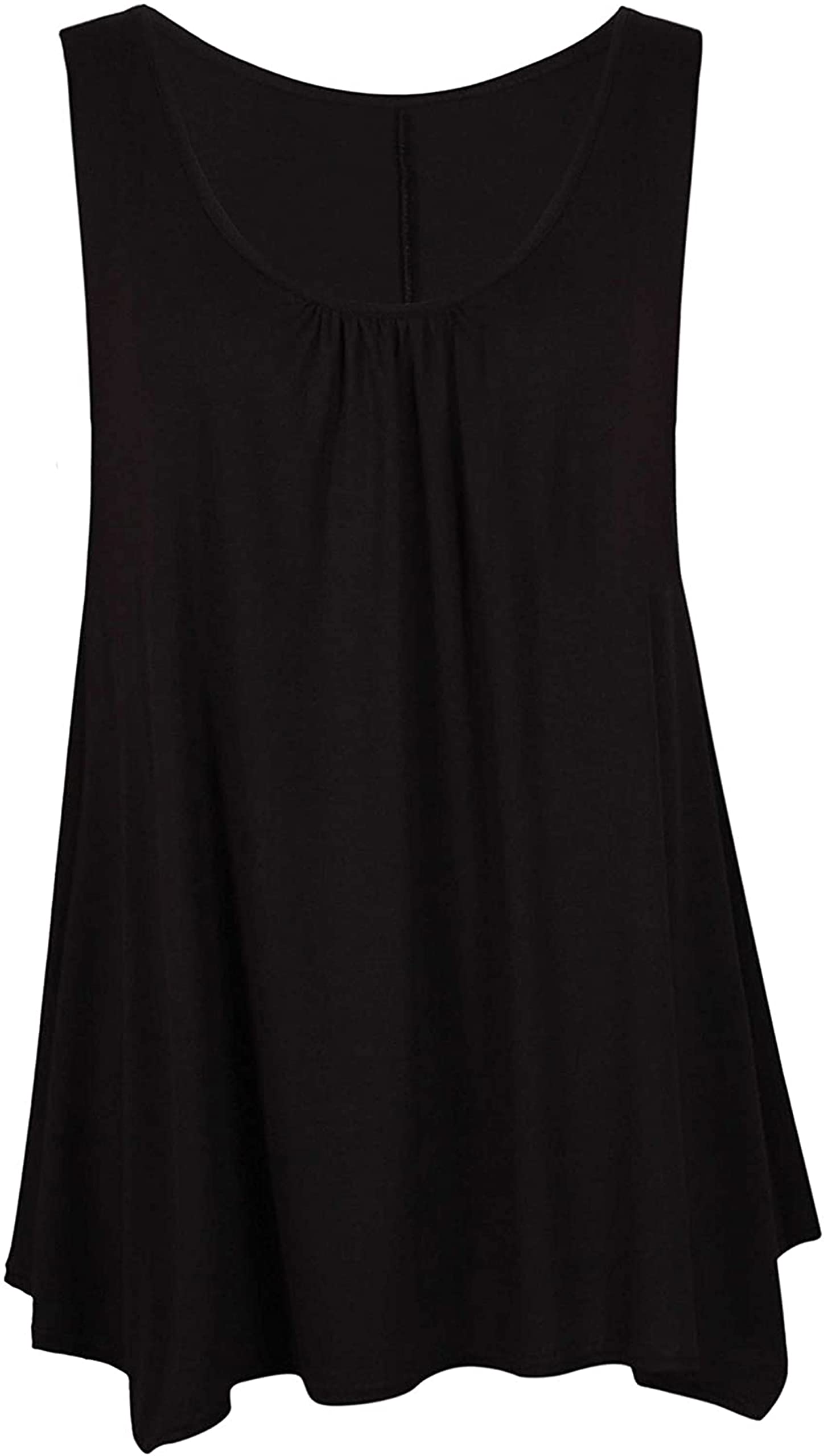 XuBiDuBiNew Womens Sleeveless Hanky Top Ladies Scoop Neck Asymmetric Hanky Hem Vest Flared Top with Swing Gathered Uneven Hem Tunic Style UK Sizes 8 to 26
