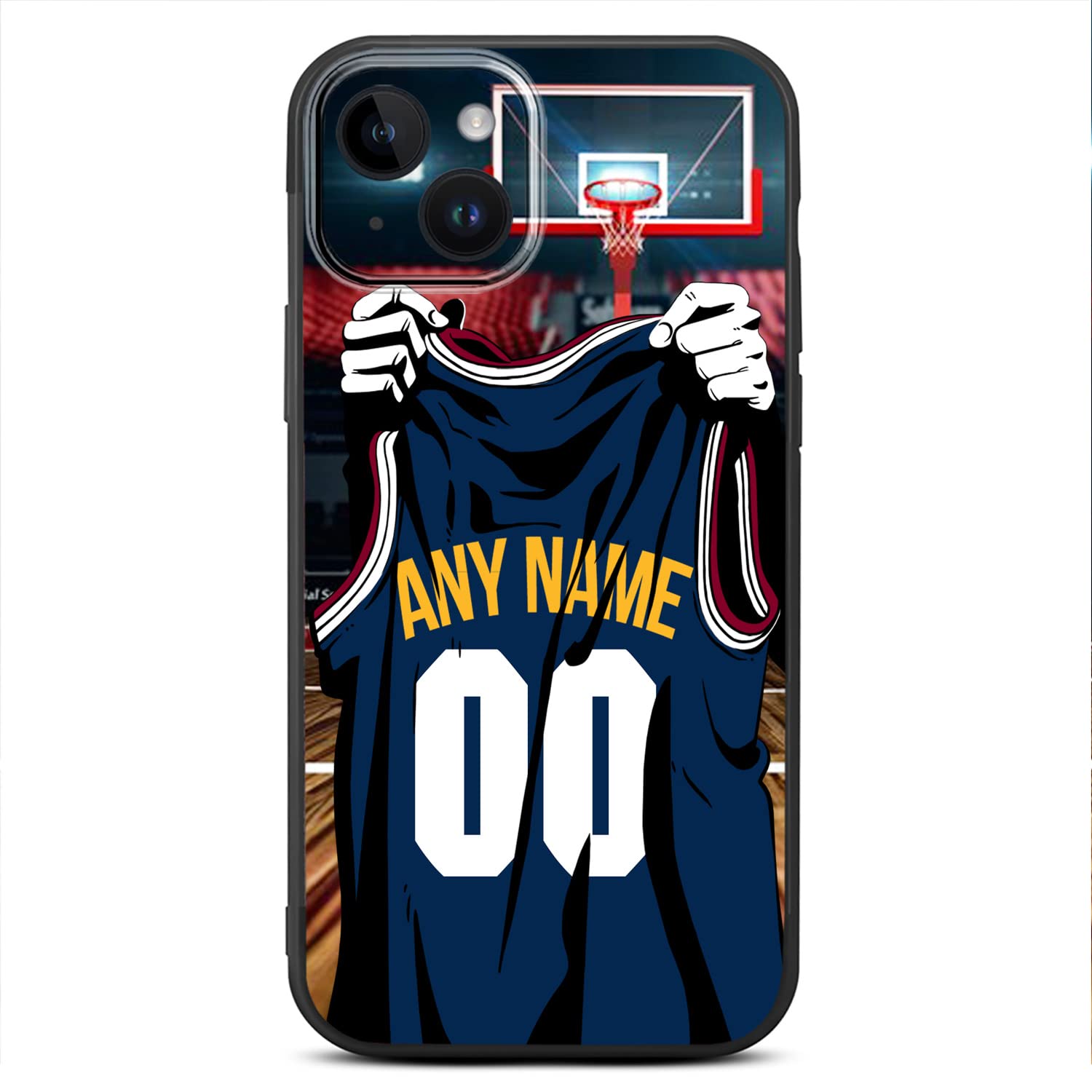 VNGDA DIY Custom Name & Number - Denver Basketball Jersey - Liquid Silicone Case for iPhone 17 Air 16 15 Pro Max 14 13 Mini 12 11 Xs Xr SE3 8 7 6 Plus