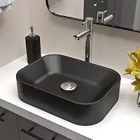 Cuba Pia De Apoio Sobrepor Retangular 36x27 Para Banheiro Lavabo Beltempo BT-2010 (Preta Fosca)
