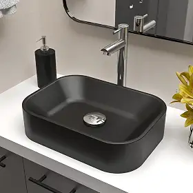 Cuba Pia De Apoio Sobrepor Retangular 36x27 Para Banheiro Lavabo Beltempo BT-2010 (Preta Fosca)