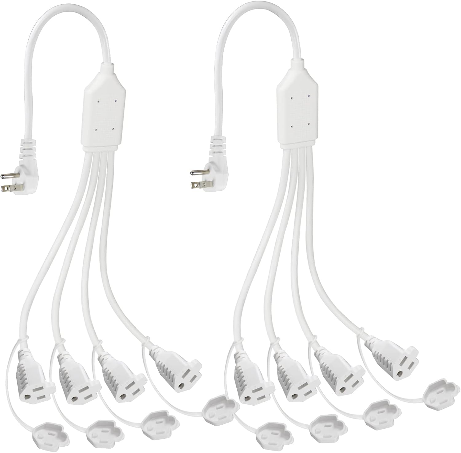 KUNCAN 4 Way Outlet Splitter – White 2-Pack 90-Degree Angled Flat Plug 1 to 4 Extension Cable Power Strip, 16/3 Gauge 1.5FT, 3 Prong Y Style Multi Outlet Splitter, Perfect for Wall Wart Adapters KUNCAN 4 Way Outlet Splitter – White 2-Pack 90-Degree Angled Flat Plug 1 to 4 Extension Cable Power Strip, 16/3 Gauge 1.5FT, 3 Prong Y Style Multi Outlet Splitter, Perfect for Wall Wart Adapters