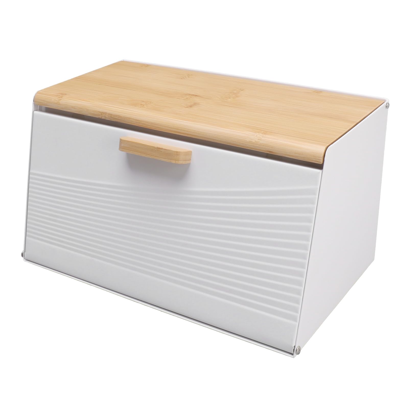 Fdit Metalowy Chlebak – Pojemnik do Przechowywania Pieczywa z uchylną pokrywą; Organizer na Chleb do Kuchni, Restauracji i Domu – Duża pojemność (8,5 X 14 cali) (WHITE)