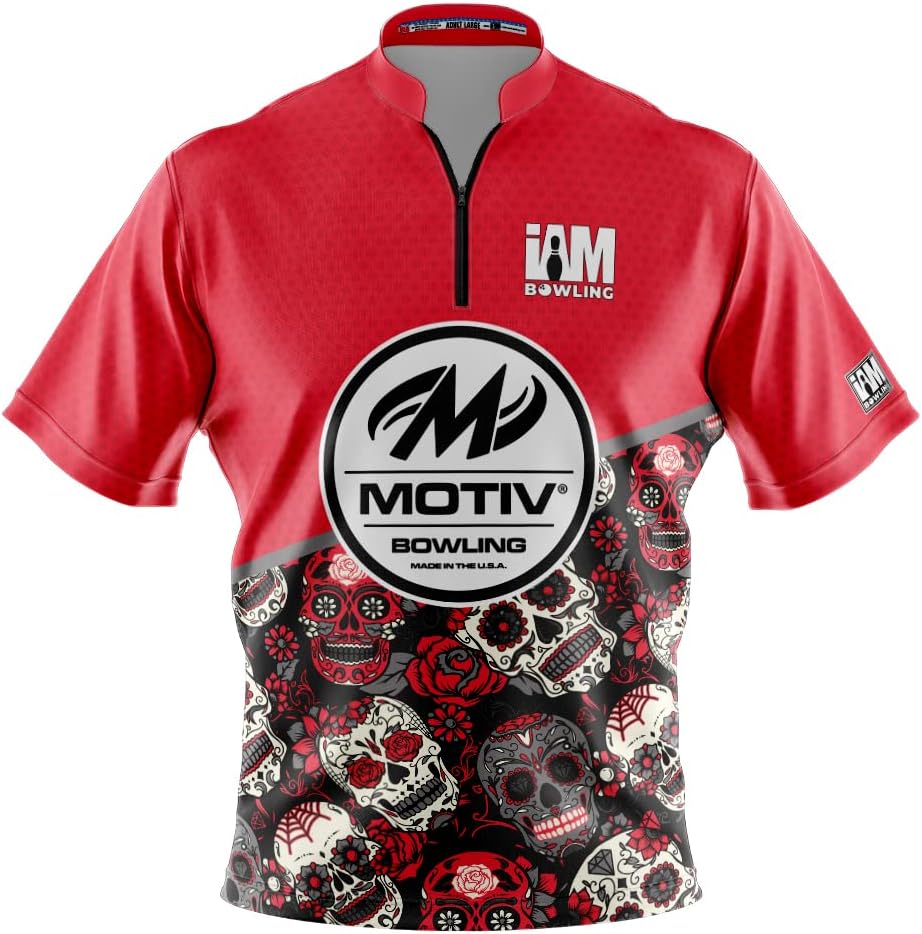 Logo Infusion Dye-Sublimated Bowling Jersey (Sash Collar) - I AM Bowling Fun Design 2038-MT - Motiv - Halloween Skulls