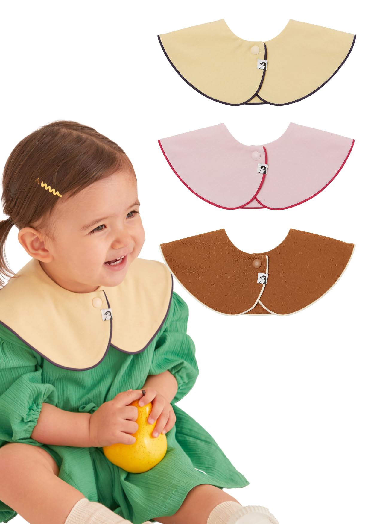 Konny Baby Bib 3/5/7-Pack Set, 360 ​​° Rotate, Soft and Absorbent Drooling for Toddler Boys Girls Baby Essentials