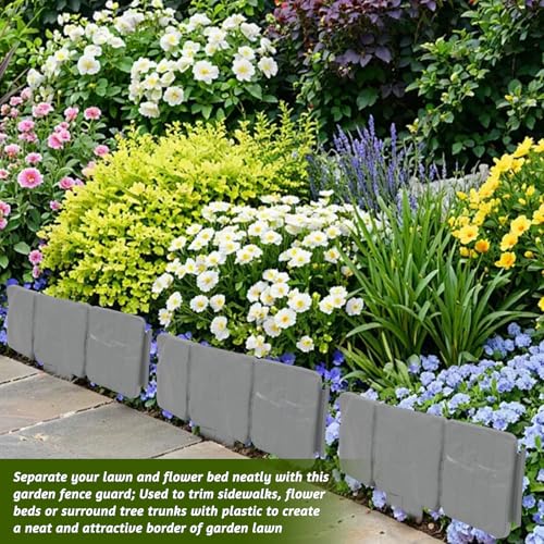 10 Stücke Rasenkante Stein Beeteinfassung 25x23cm Rasenkante Kunststoff Steinoptik Beetumrandungen für den Garten