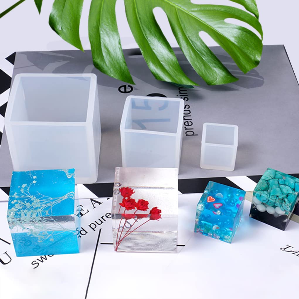 FineInno 5 PCS Geometric Cube Resin Mould Deep Silicone Mould 0.86"/1.3"/1.73"/2.13"/2.52" Square Epoxy Mould for DIY Craft Soap Candle Desktop Decoration (0.86"/1.3"/1.73"/2.13"/2.52") - Image 4