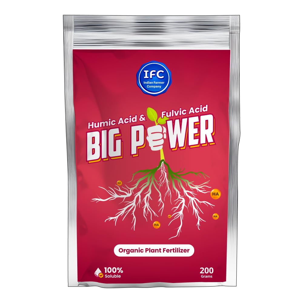 IFC Big Power Humic Acid - 100% Organic, Non-toxic, Recidue free, Natural | Increases Nutrient Uptake and Yields | Sustainable Solution for Agriculture and Gardening (200gm)