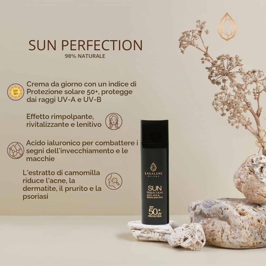 Lagalene Milano Sun Perfection, Crema Giorno Anti-age con Protezione Solare, 50ml