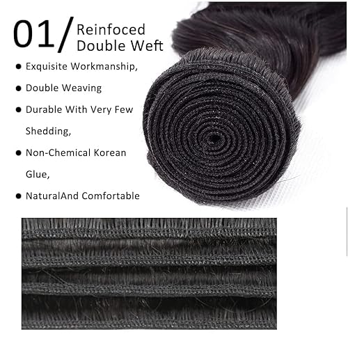 Miniatura 9 de Borchan 4 paquetes de cabello humano de 24 26 28 30 pulgadas, cabello humano brasileño ondulado de agua, 4 manojos de ondas rizadas, extensiones de