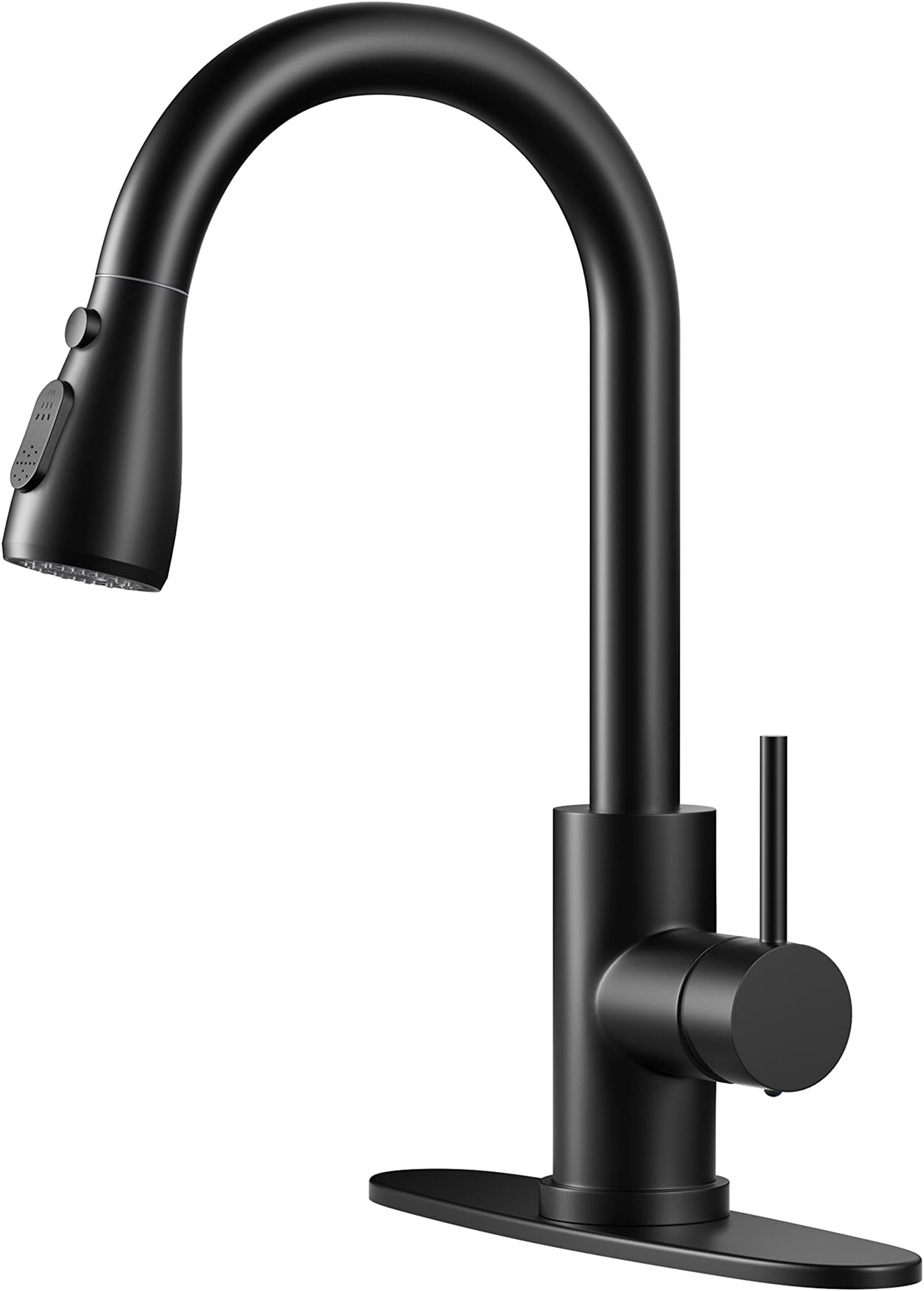 Kitchen Faucet with Pull-Down Spray Single Handle high arc Commercial Stainless Steel Matte Black Kitchen Sink Faucet with Deck Suitable for bar Laundry RV Farmhouse (Matte Black)