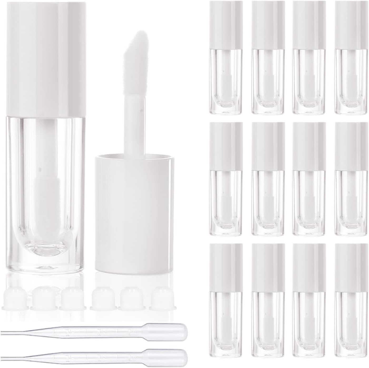 14pcs Empty 6ml big brush lip gloss tubes for DIY lip gloss,White lipgloss containers