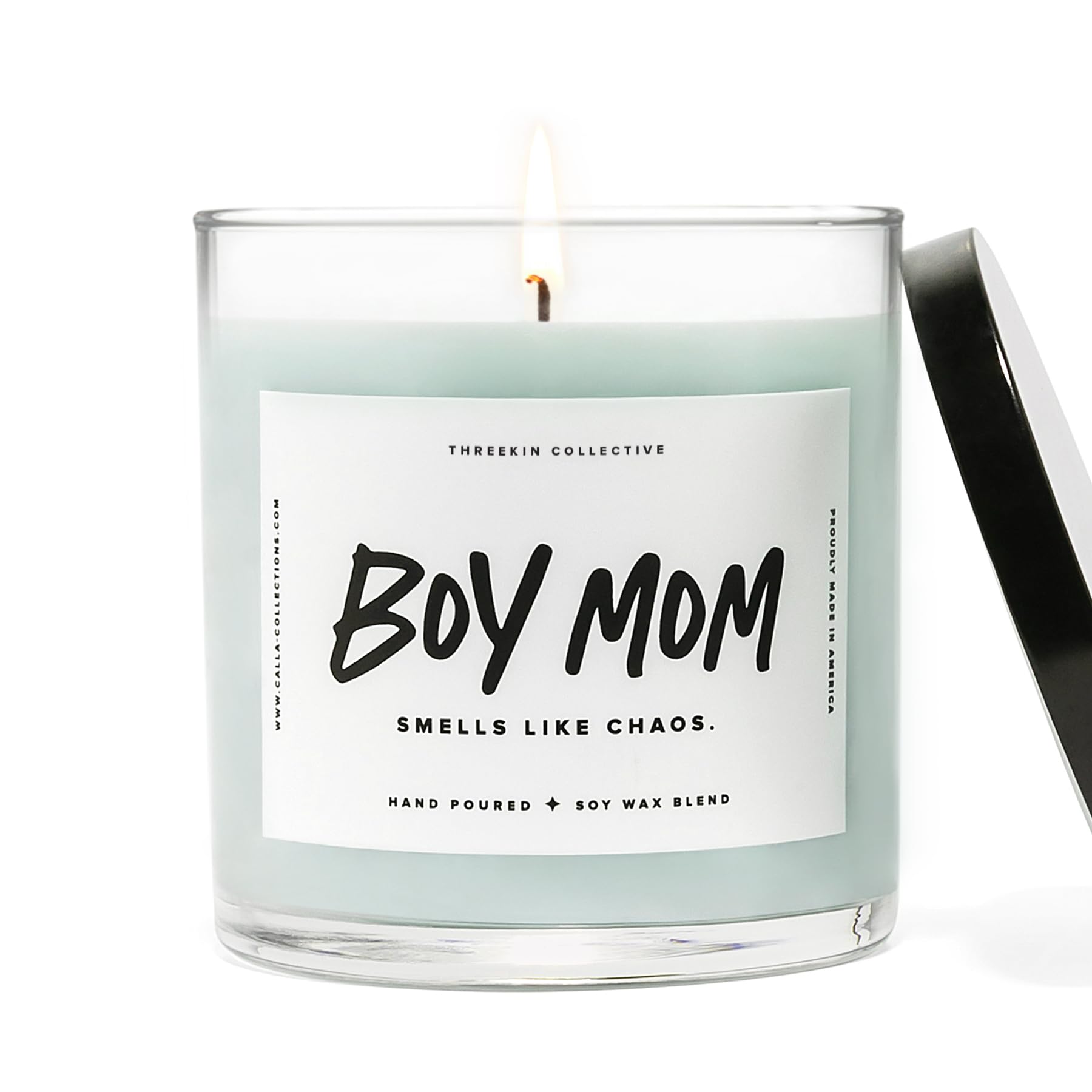ThreeKin - Velas perfumadas para niño y mamá, velas de cera de soja natural para el hogar, aromaterapia relajante para mamás, aceites esenciales de madera flotante con un toque de caos, velas de larga