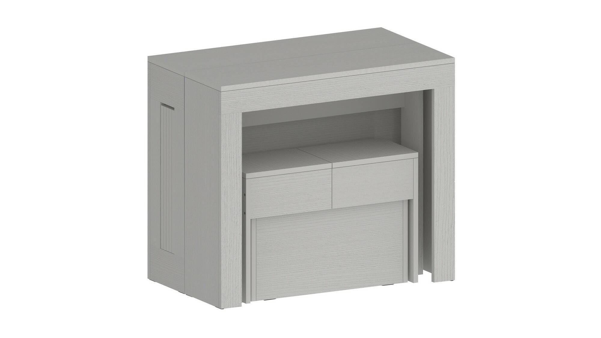 Dmora - Set tavolo e sedie Crispin, Composizione multiuso, Set con consolle e 1 panca allungabili, 100% Made in Italy, 66x25h45 cm, Bianco