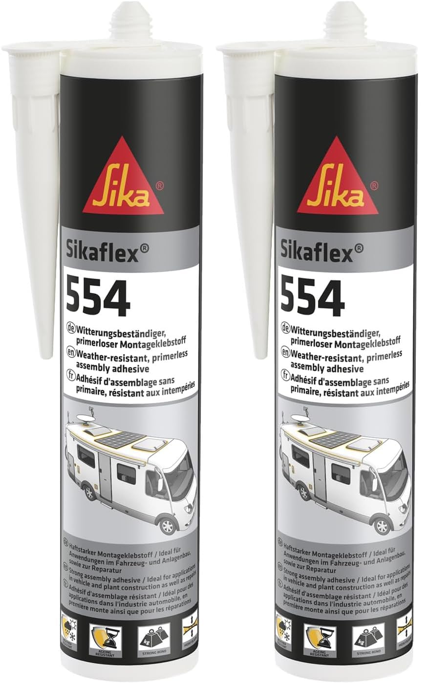 Sika Colle de montage - Sikaflex-554 noir - Idéal pour les grands composants et une charge dynamique élevée - Résistant au vieillissement et aux intempéries - 300 ml (Lot de 2)