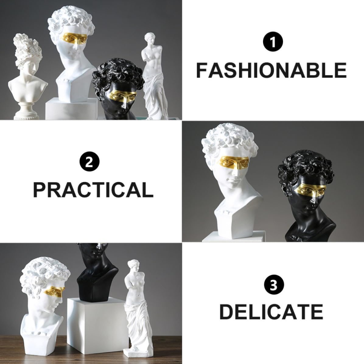 Healifty Estatua de Mesa de Resina Retrato de David, Adorno Blanco Elegante