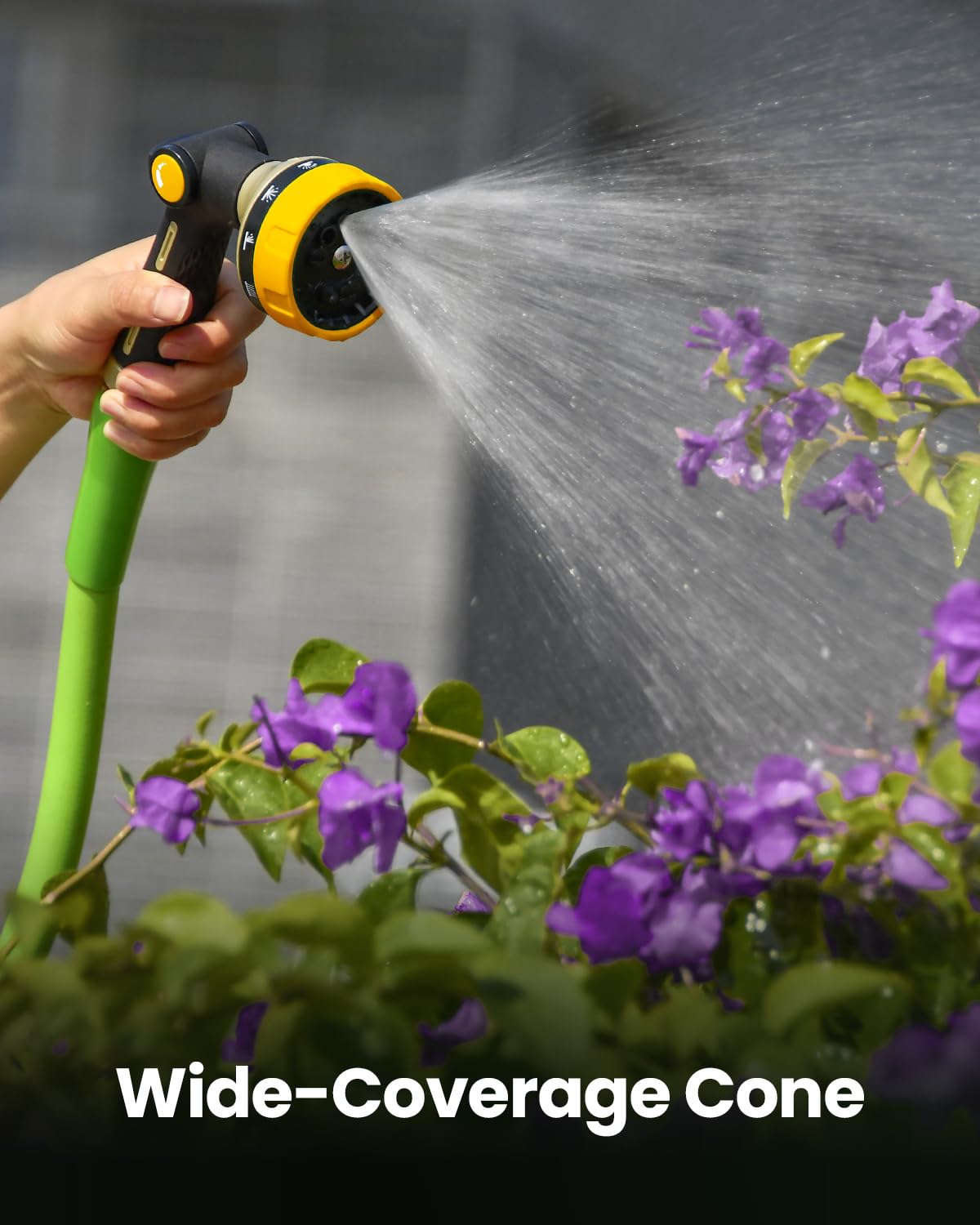 RAINPOINT Hose Pipe Spray Gun, 10 Patterns, Heavy Duty Metal Garden Hose Spray Gun with Thumb Flow Control, High Pressure Hose Nozzle Sprayer for Watering Plants, Lawns, Car and Pet Washing, Yellow — view 6
