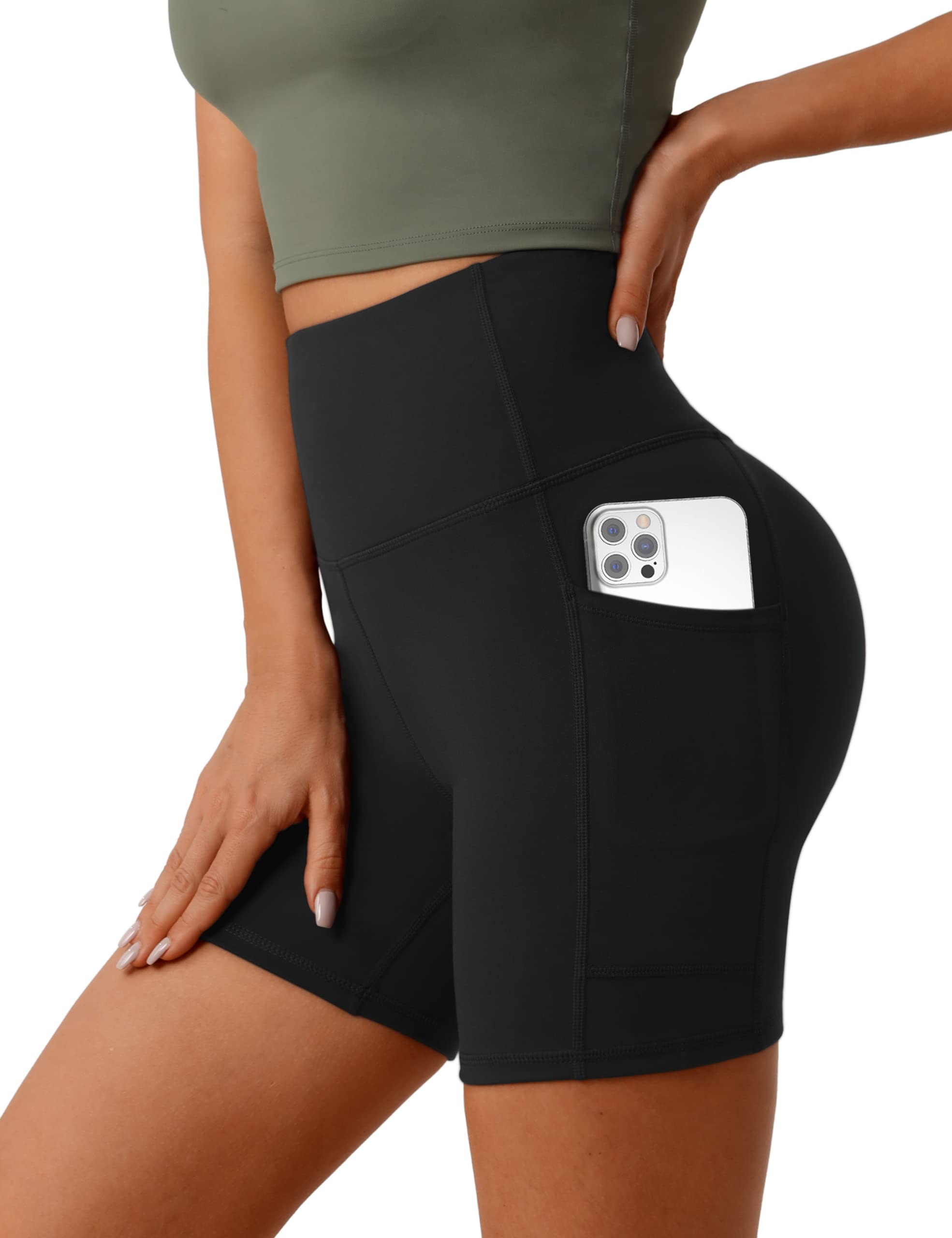 Desol High Waist Biker Shorts with Pockets, 5"/6"/8" Women Yoga Gym Shorts, Tummy Control Tight Shorts for Workout Running