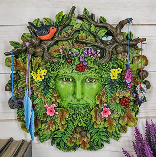 Ebros Brigid Ashwood Colorful Nature Spirit God Celtic Greenman Hanging Wall Decor Plaque 12" High Wiccan Tree Of Life Forest Tree Ent Decorative Sculpture Mythical Fantasy Cernunnos Horned God #TOP20