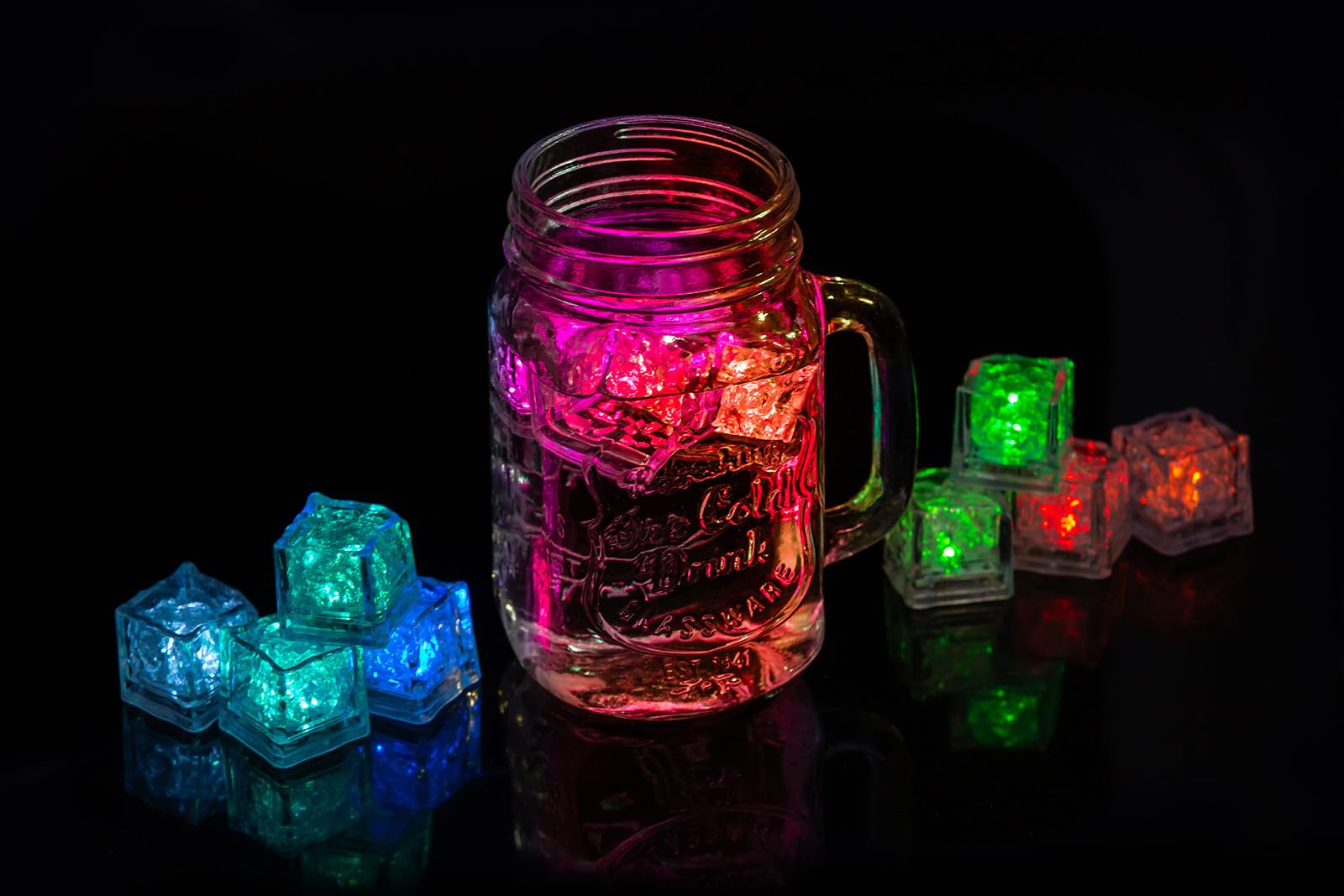 12 cubitos de hielo LED – luminosos intermitentes para bebidas, impermeables y reutilizables, decoración para fiestas, bares, bodas, champán, whisky y cócteles