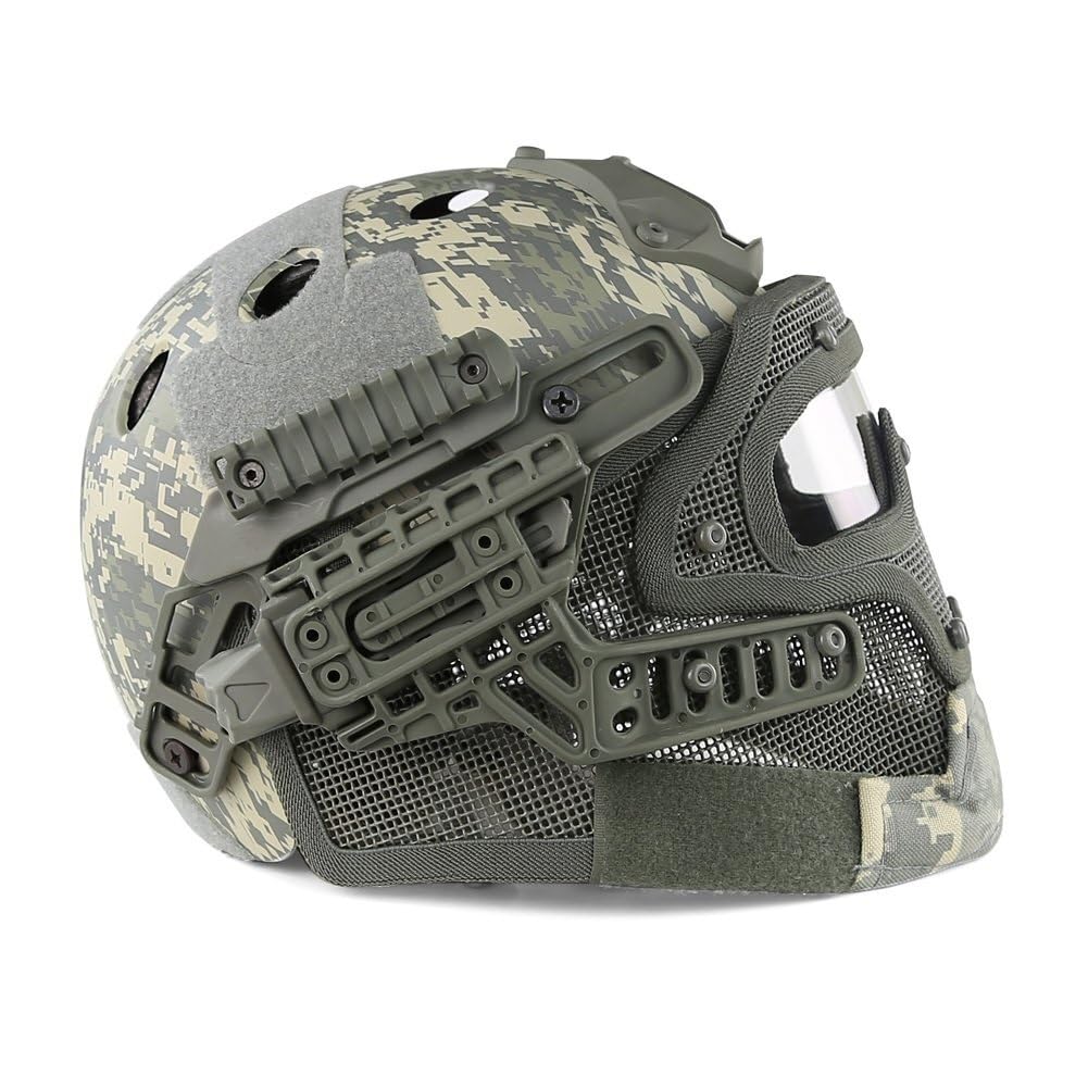 Kask Taktyczny PJ Fast Paintball, Maska ​​pełnotwarzowa Airsoft Molle Mesh, Oddychające Gogle Do Strzelania CS, Polowania(DD)