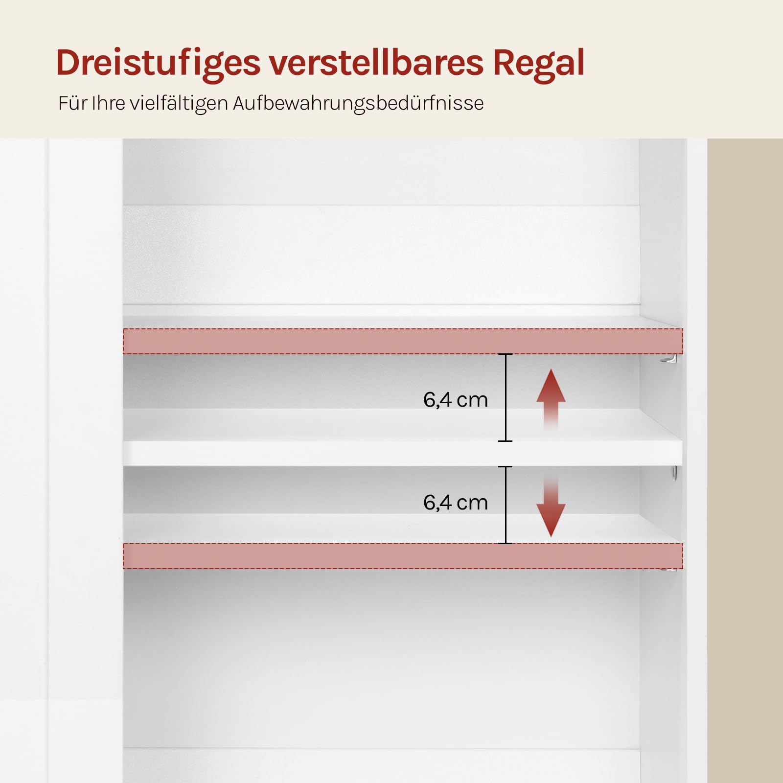 WOLTU Sideboard, Küchenschrank mit Arbeitsplatte, Aufbewahrungsschrank mit Schiebetür Schublade und verstellbare Ablage, für Küche Wohnzimmer Esszimmer, 70x80,2x30 cm, Weiß