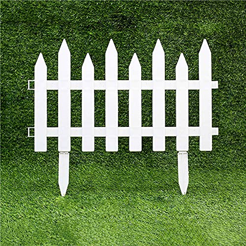 decwang Pack of 5 Picket Fence,Plastic White Edgings Garden Picket Fence with Pointed Stakes,Wedding Party Decorative Garden Fence,Splicable Detachable Plastic Garden Border Edge,White
