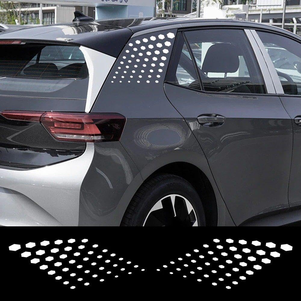 Decalcomanie per Auto 2 Pezzi di Adesivi per Montanti C per Carrozzeria Auto, Stile Puntini, Decalcomanie per Decorazioni in Vinile Fai da Te(Colorful Laser)