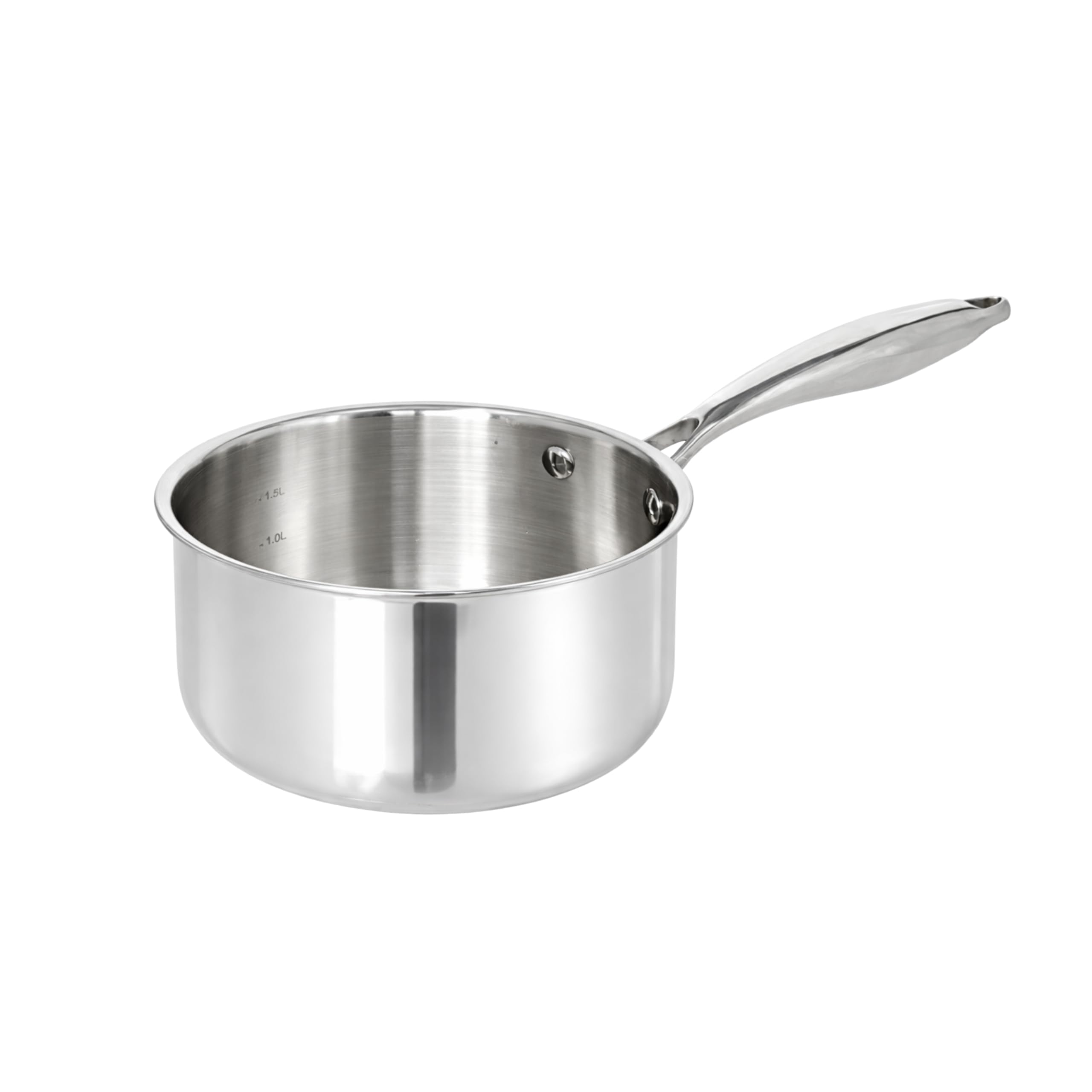 Casserole Inox 18/10 Triply – 18 cm – Sans Revêtement – Sans PFAS, PFOA, PTFE – Compatible Tous Feux Dont Induction – Manche Riveté Froid – Cuisson Saine et Durable