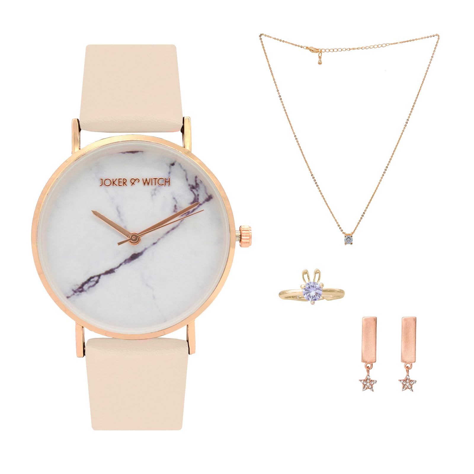 Joker & Witch Leather Pastel Plush Love Stack Womens Analog Watch Gift Sets, Dial Color-White, Band Color-Pink (B0CC52D3G4) Amazon Price History, Amazon Price Tracker