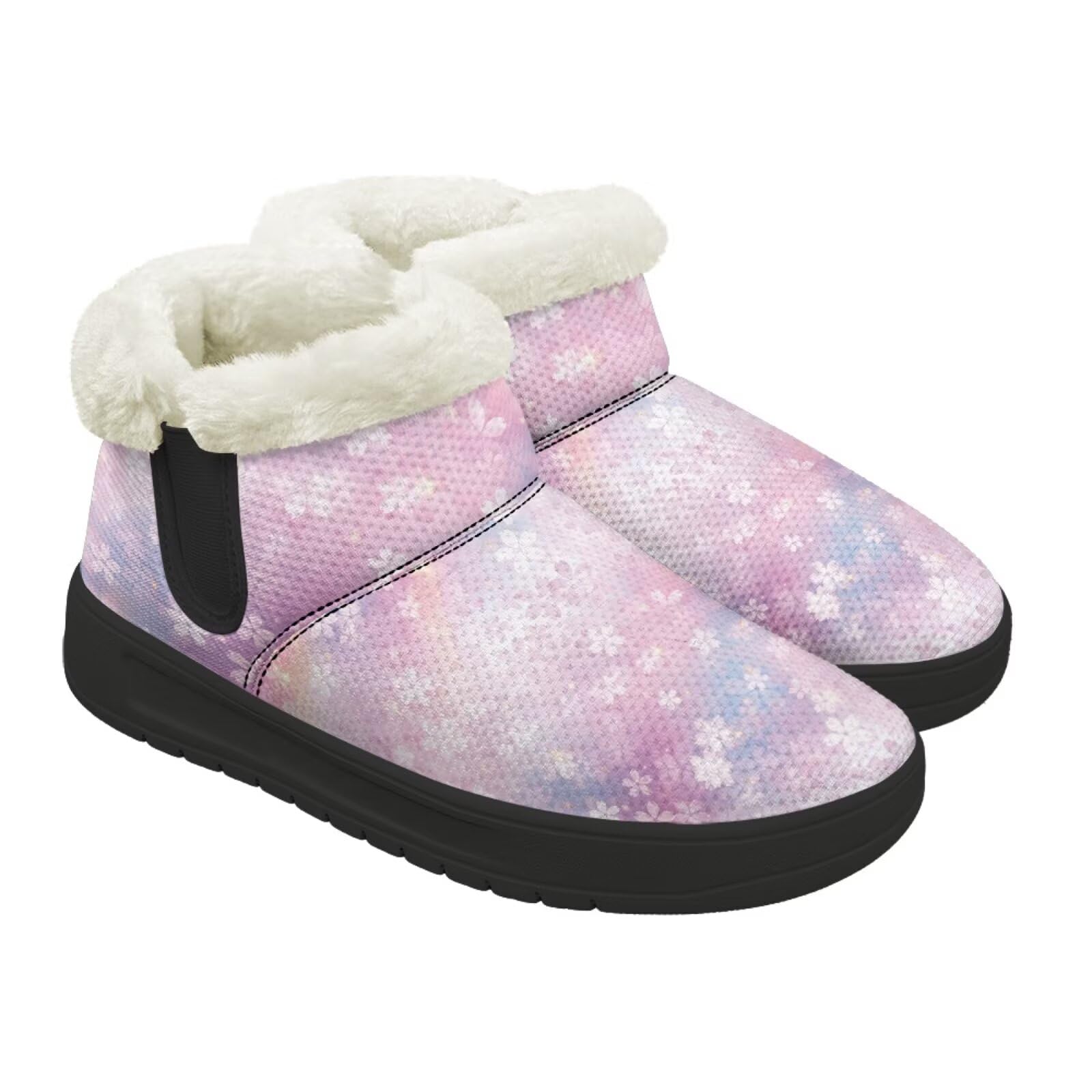 Womens Christmas Snow Boots Soft Plush Ankle Shoes Anti-Slip Sole Winter Booties for Women Cold Weather