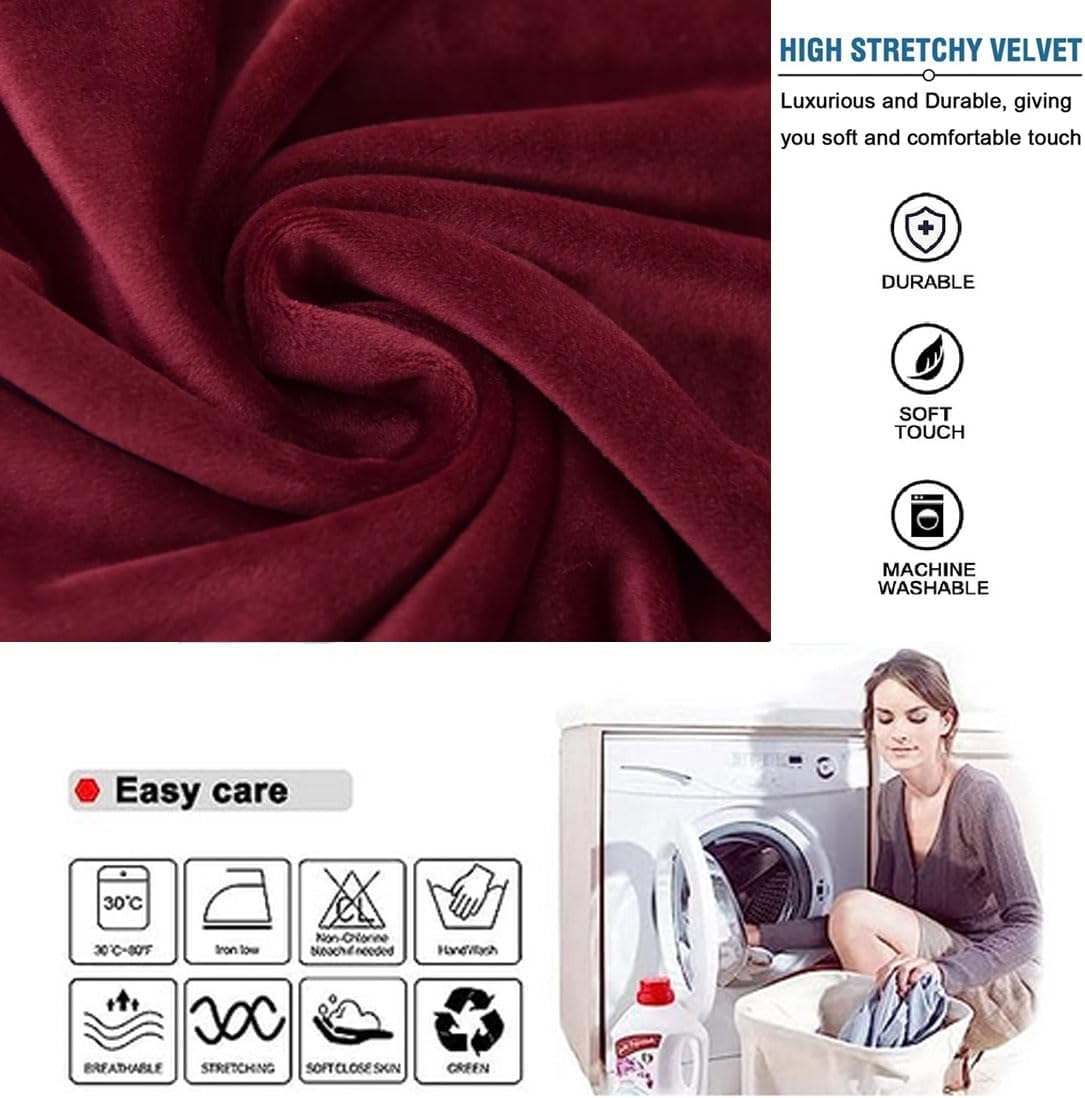 Copri Pouf In Velluto Elasticizzato 38x38 Cm - Copertura Anti-Macchia, Lavabile | Per Ottomani, Poggiapiedi, Decorazione