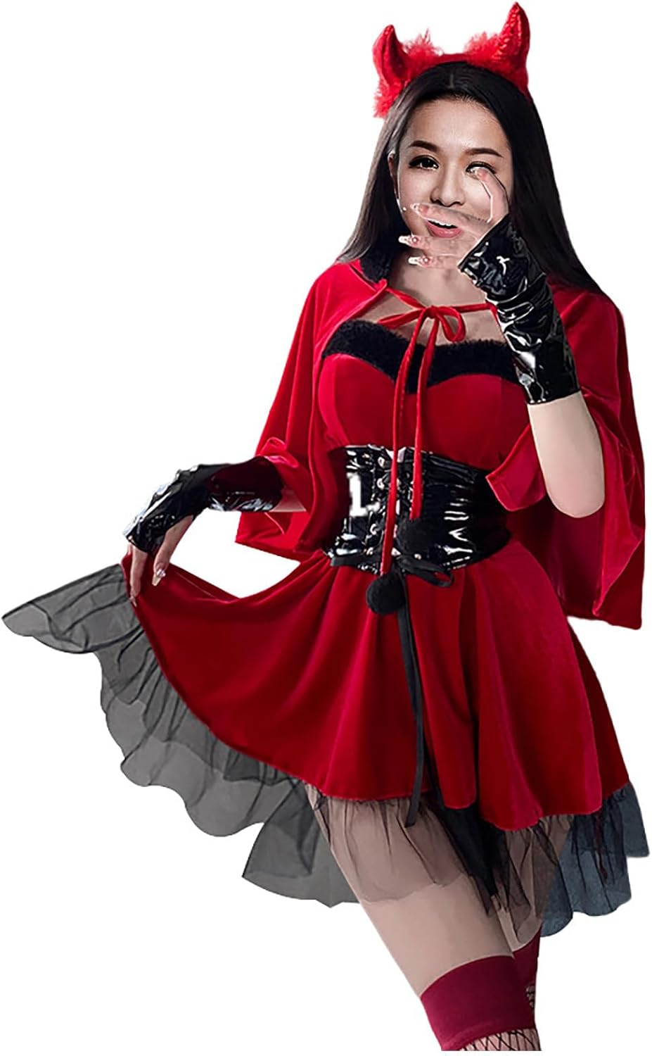 Womens Gothic Christmas Roleplay Lingerie Sexy Lace Velvet Strapless