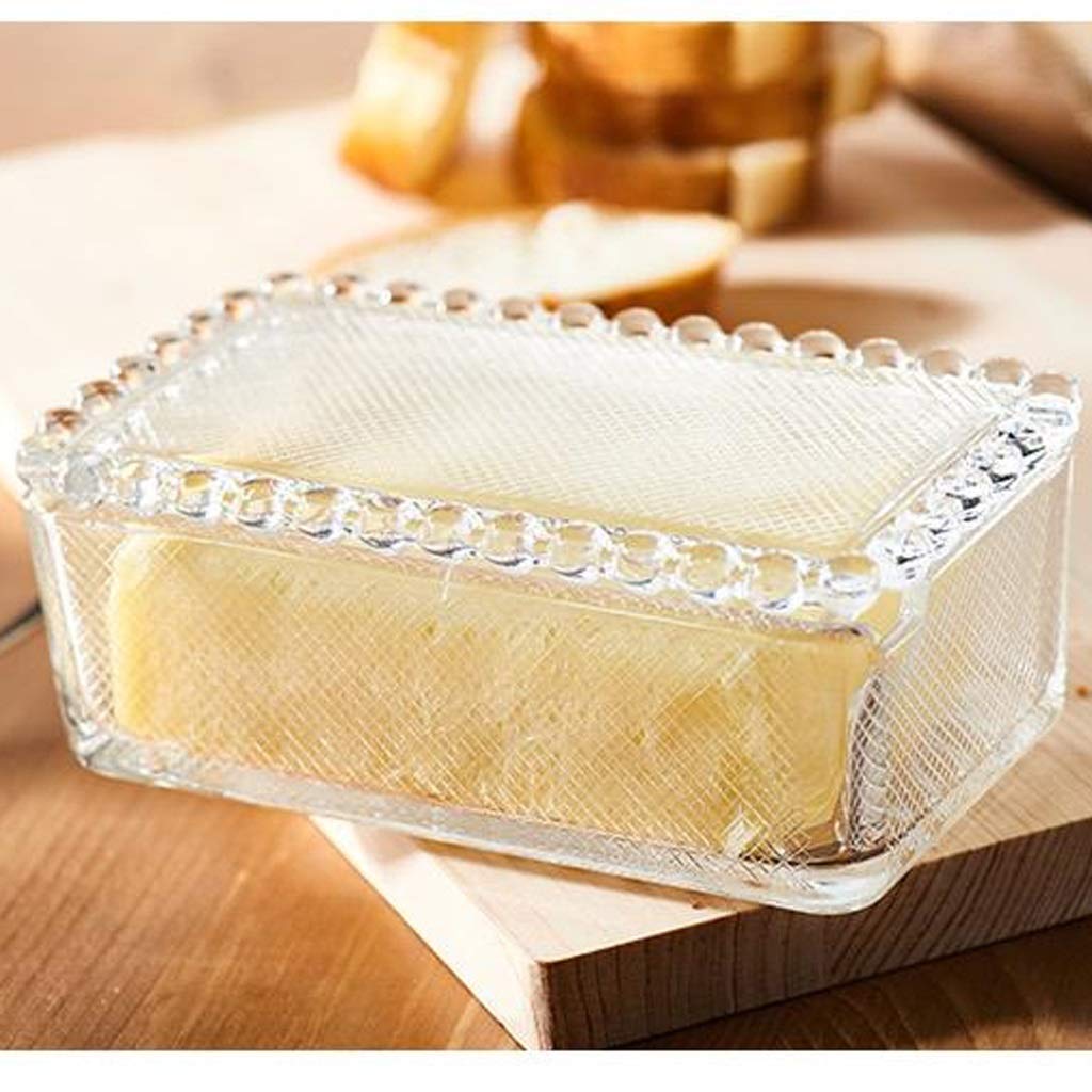 Butterdose Glas Klar Transparent Butterdose mit Deckel, Einfache Mehlbox Butter Aufbewahrungsbox Küche Kühlschrank Frischebox